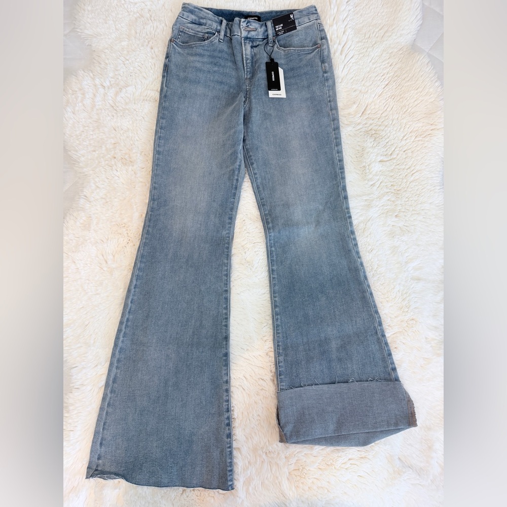 Express Women's Flexx Flare Jeans in Light Blue